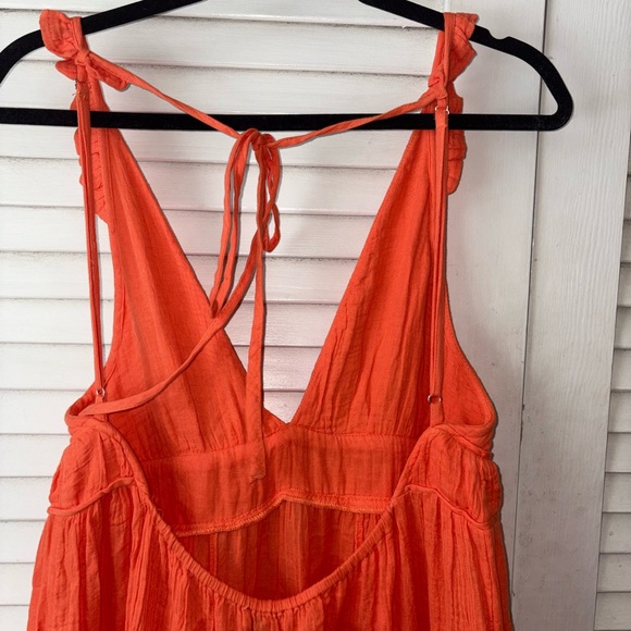 Anthropologie Celadon Flame Orange Backless Midi Dress NWT Size L - Picture 5 of 8